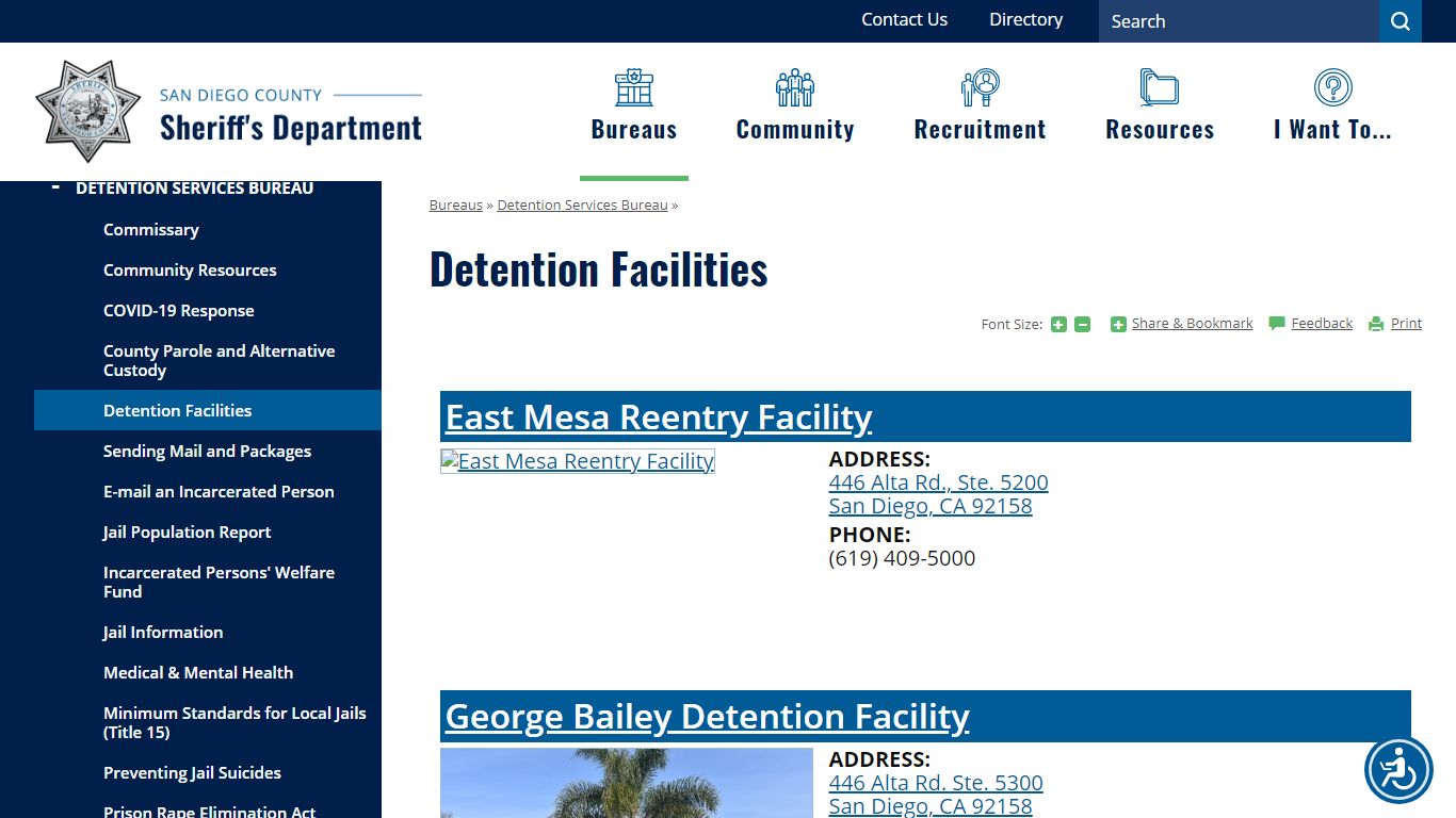 Detention Facilities | San Diego County Sheriff